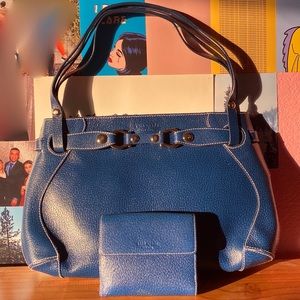 Blue Kate Spade Handbag w/ Matching Wallet